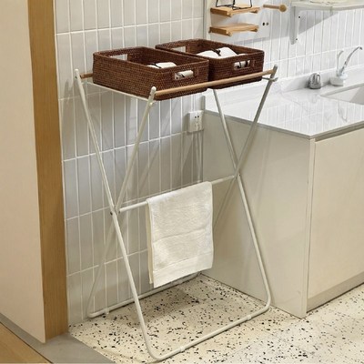 落地晾衣架家用阳台可折叠挂衣架卧室小型衣帽架T浴室多功能置物