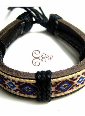 牛皮手链饰品流行首饰复古花边手工刺绣西藏民族T风时尚厂家直供