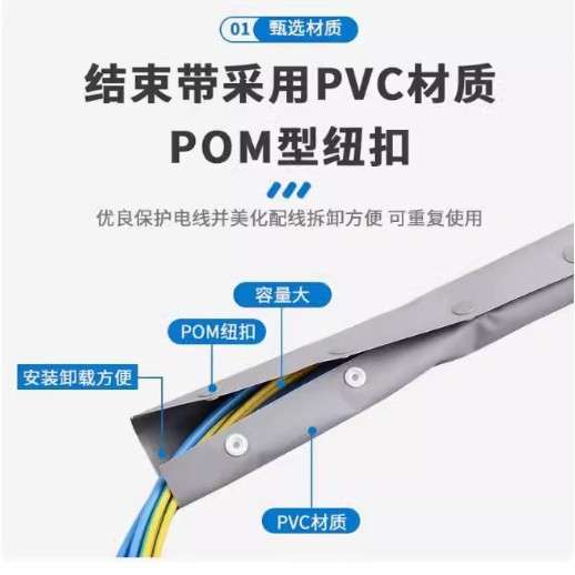 PVC扣式结束带 钮扣电线捆绑带 塑料卷式束线带PC WB 整卷75米
