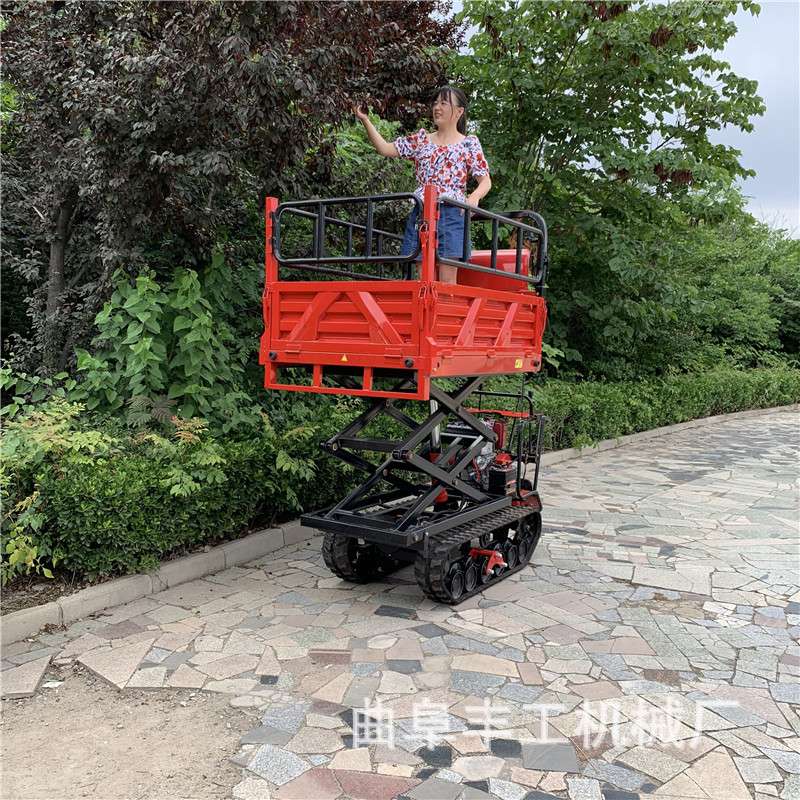 果树修剪果实采摘电子液压升降平台柴油动力运输车山地丘陵拉果车