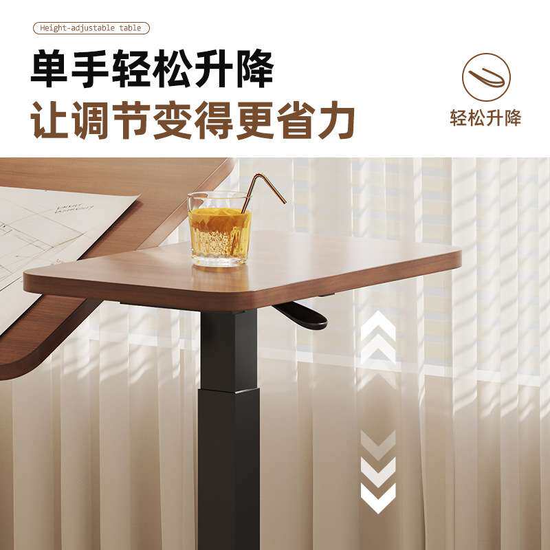 床边桌移动升降液压床边桌家用桌子办公桌翻转书桌可移动沙发边桌