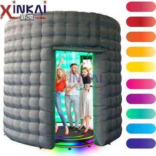 外黑内银外部接灯LED创意移动摄影棚便携式充气360照相亭