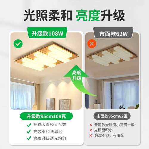 大观园客厅灯简约日式家用客厅主灯中式原木风卧室灯中山灯具176L