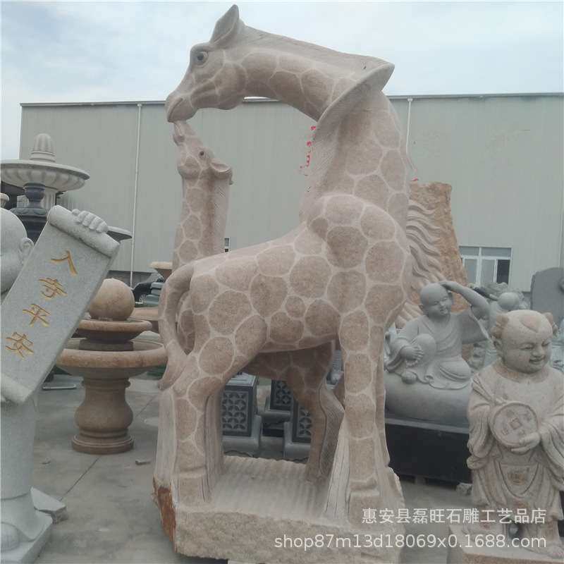 石雕长颈鹿 花岗岩母子鹿园林小区动物园装饰摆件梅花鹿厂家销售