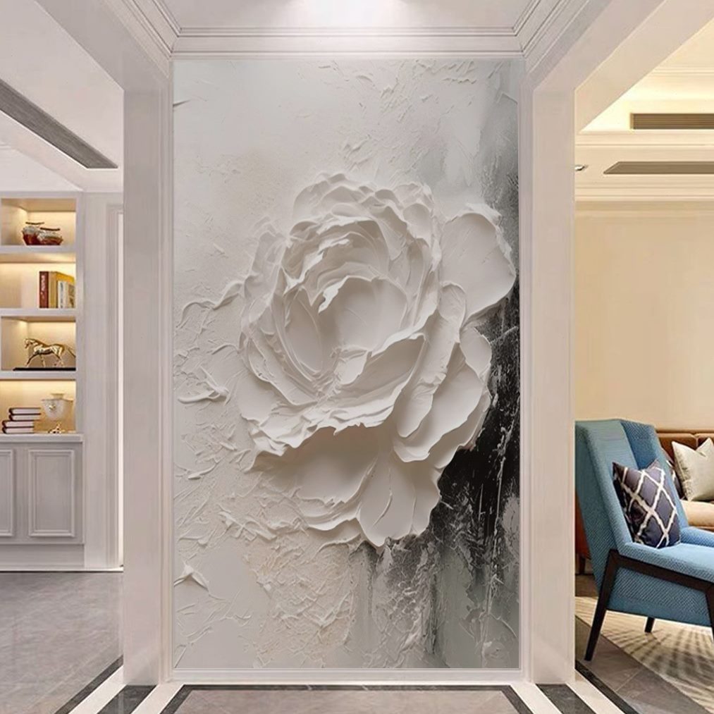 花卉立体壁画抽象客厅背景墙肌理背景墙壁纸玄关装饰画墙纸3d现代图片