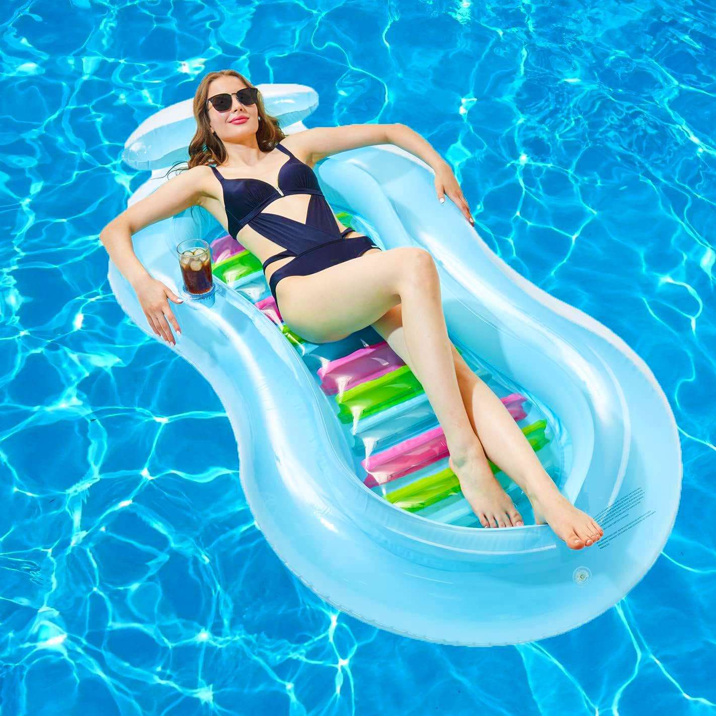 PVC充气网布浮排水上休闲娱乐用品 八字形充气网布吊床躺椅