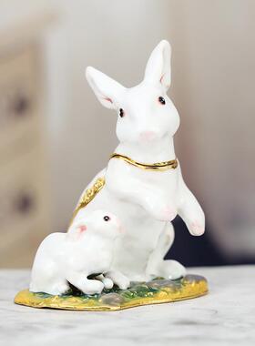 闪钻兔（7621#），白色兔（7622#）镶钻合金迷你兔