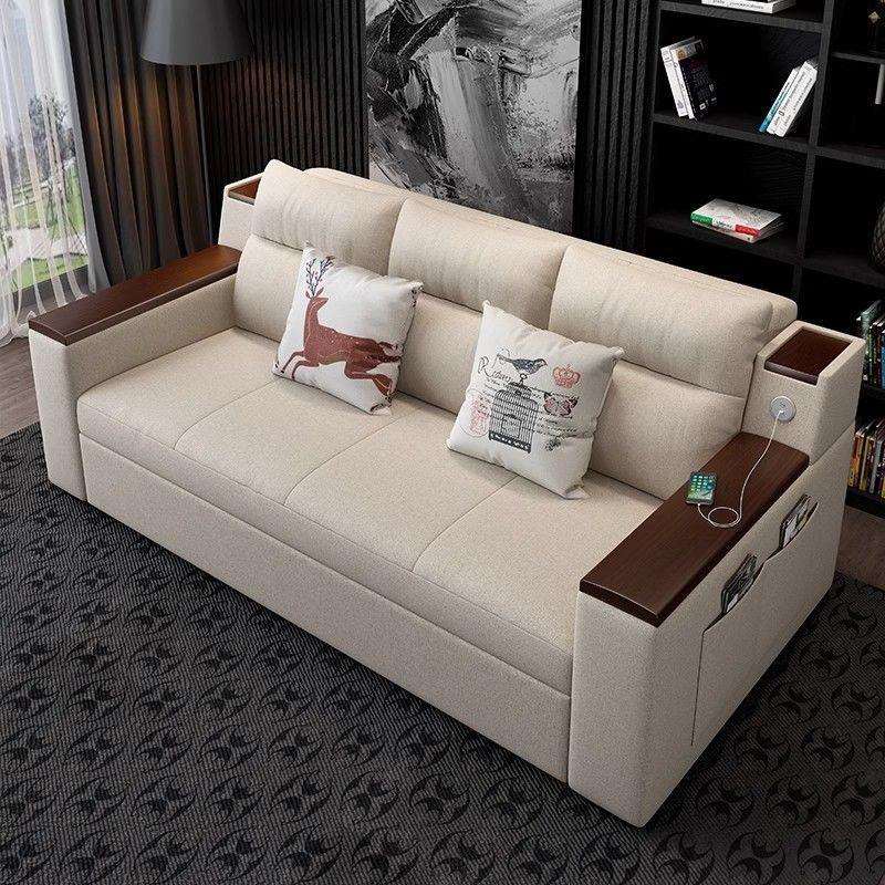 可折叠实木沙发床两用储物客厅小户型双人懒人多功能乳胶椰可拆洗