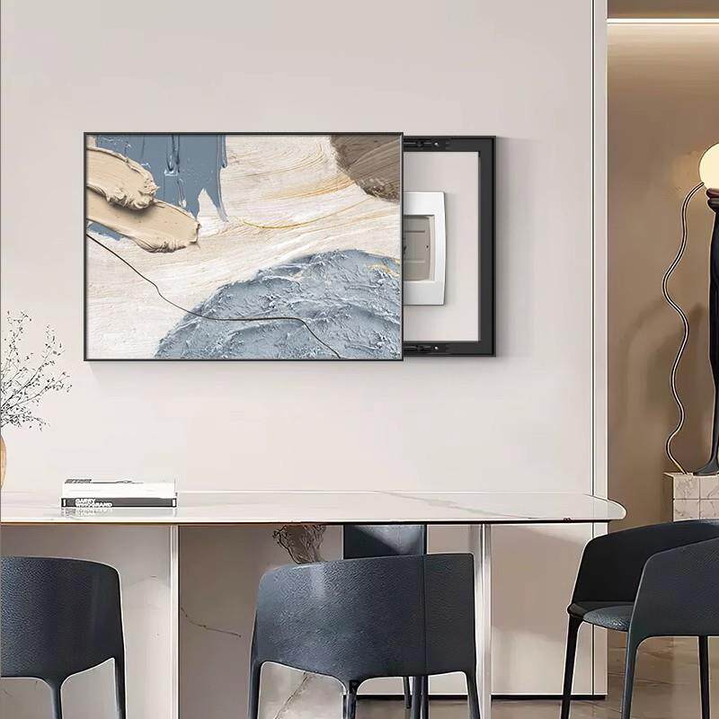 现代简约电表箱装饰画抽象肌理画遮盖箱挂画现代抽象电箱装饰画