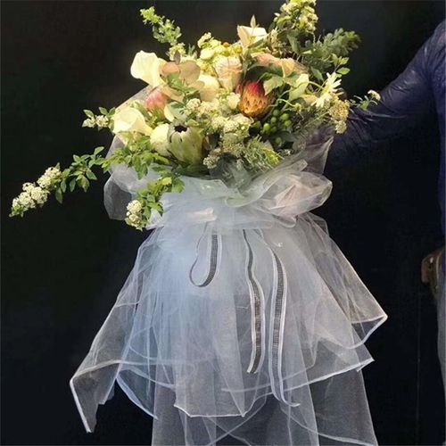 仙女纱包花网纱鲜花包装纸材料纱B花束玫瑰雪点纱网大纱幔花艺韩