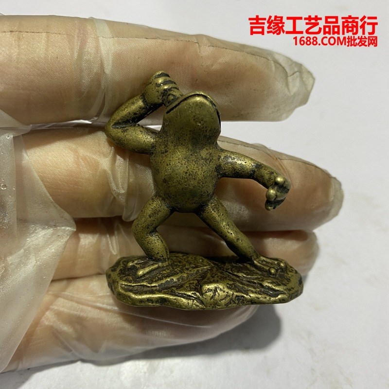 黄铜青蛙摆件仿古o做旧书桌办公桌装饰品青蛙线香插