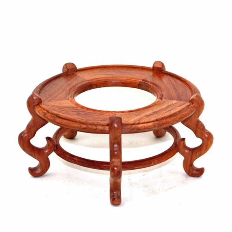 实木中空底座托架花盆景水晶球葫芦摆件圆形木托木质鱼Z缸架花梨