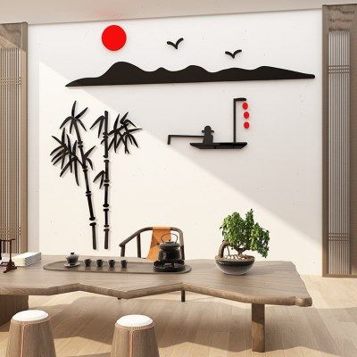 网红打卡茶室背景墙拍照区布置新中式禅意茶馆楼文化装饰品摆件画,家居饰品,文化墙贴,淘宝优惠券,粉丝福利购,淘宝优惠卷