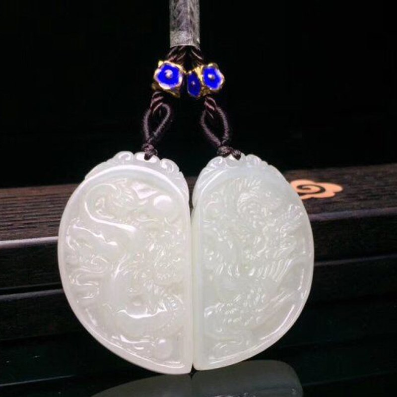 定做和田玉吊坠白玉龙凤牌玉坠玉佩玉L石玉器挂件原石工艺品