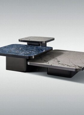石h奢vai式意组合小极简现代简约大os正方形茶桌客厅板高端茶几岩