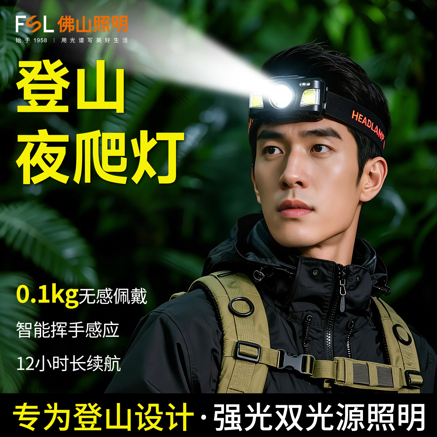 【强光超亮】头戴式夜爬头灯充电