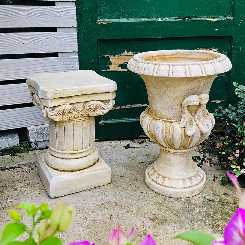 罗马柱展示台花园庭院装饰摆件阳台高脚奖杯花盆R底座覆古花器墩