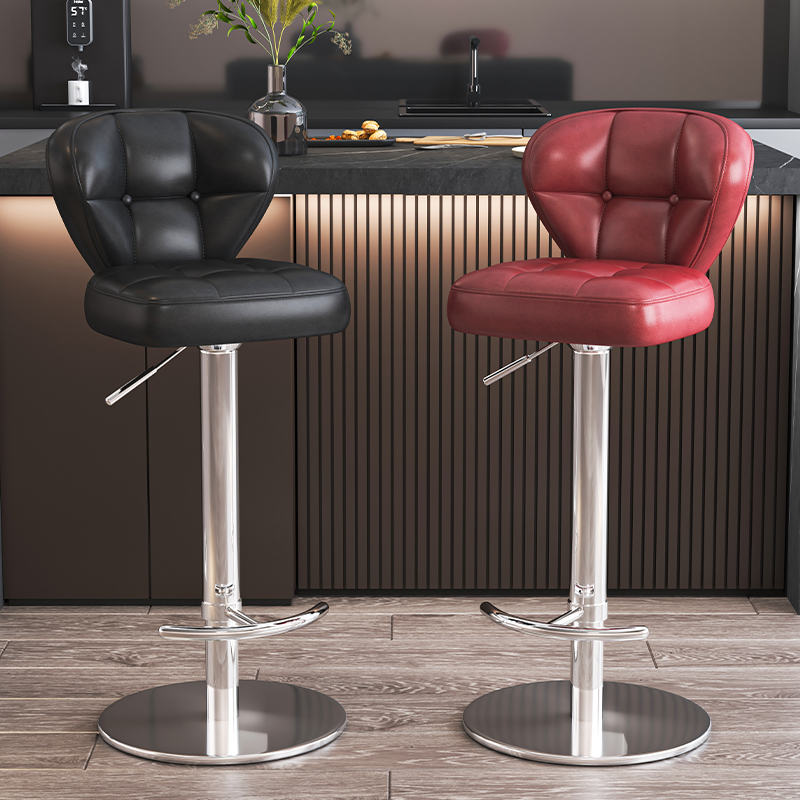 吧台凳圆凳子餐桌凳加厚不锈钢酒吧吧椅KTV游戏厅U家用商用高脚凳