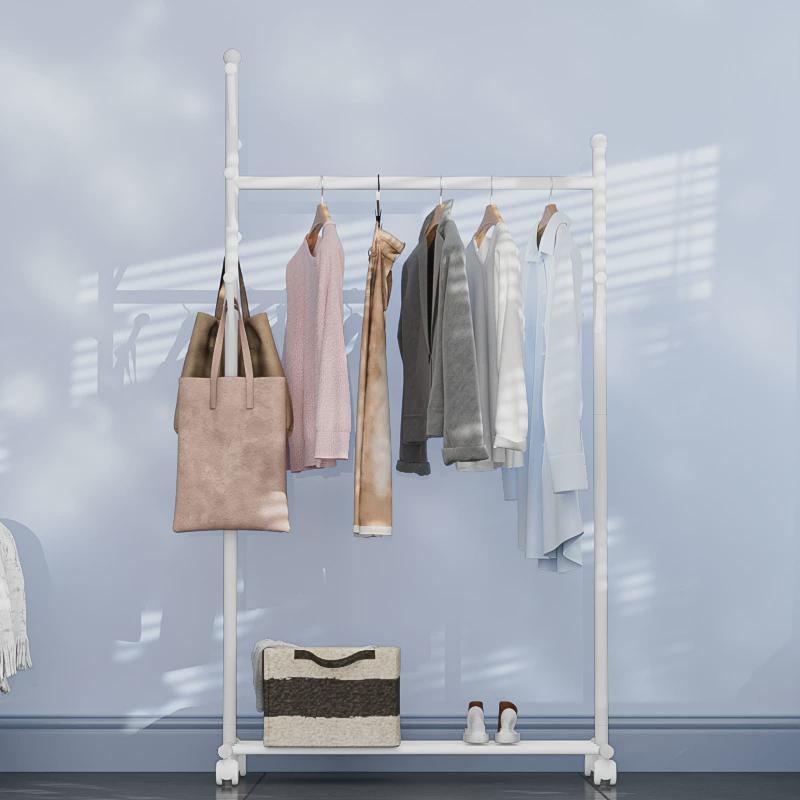 单杆式晾衣架挂衣架阳台卧室内晒衣落地家用简易可V移动加粗衣帽