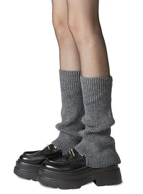 辣妹配小保暖深灰色秋冬加厚袜套皮鞋显瘦腿套y2kjk袜女堆堆针织