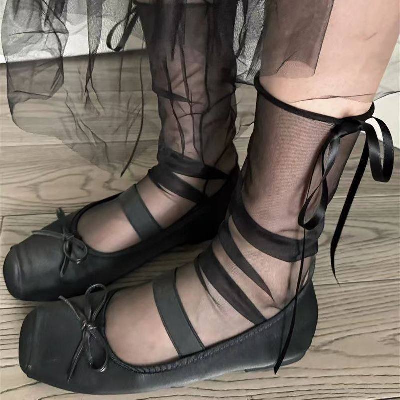 jk春夏短袜白色袜少女系带网纱中筒玻璃丝透明蝴蝶薄堆堆袜蕾丝,女士内衣/男士内衣/家居服,长筒袜,淘宝优惠券,粉丝福利购,淘宝优惠卷