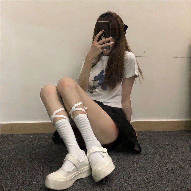 袜子女小腿搭学院风绑腿ins袜中筒袜夏季棉袜绑带jk潮韩版交叉袜,女士内衣/男士内衣/家居服,长筒袜,淘宝优惠券,粉丝福利购,淘宝优惠卷