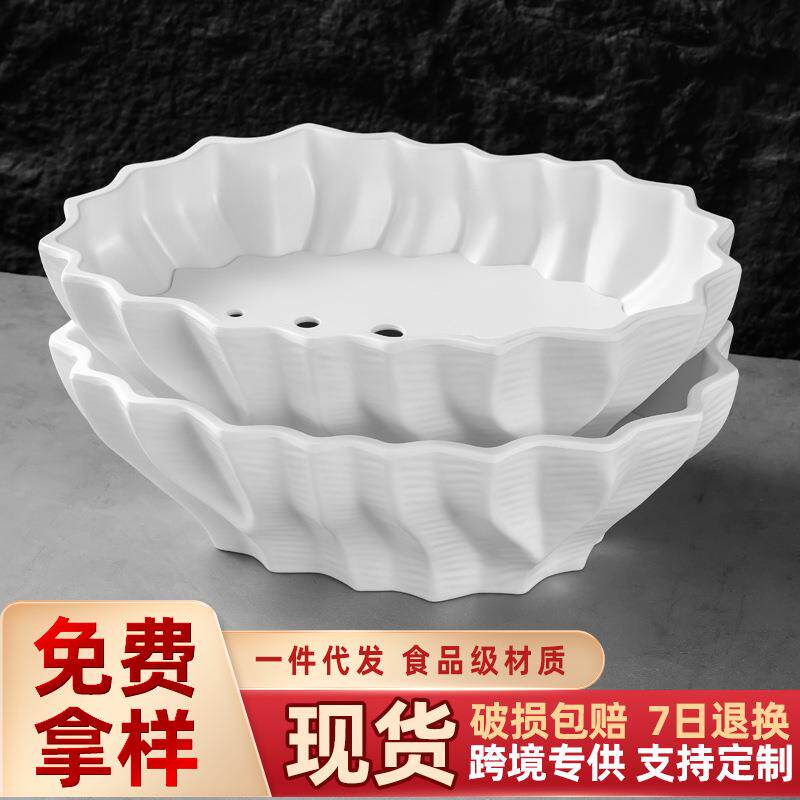 高端三文鱼鱼生刺身专用盘冰盘日料干冰摆盘装饰海鲜拼盘姿造盘子