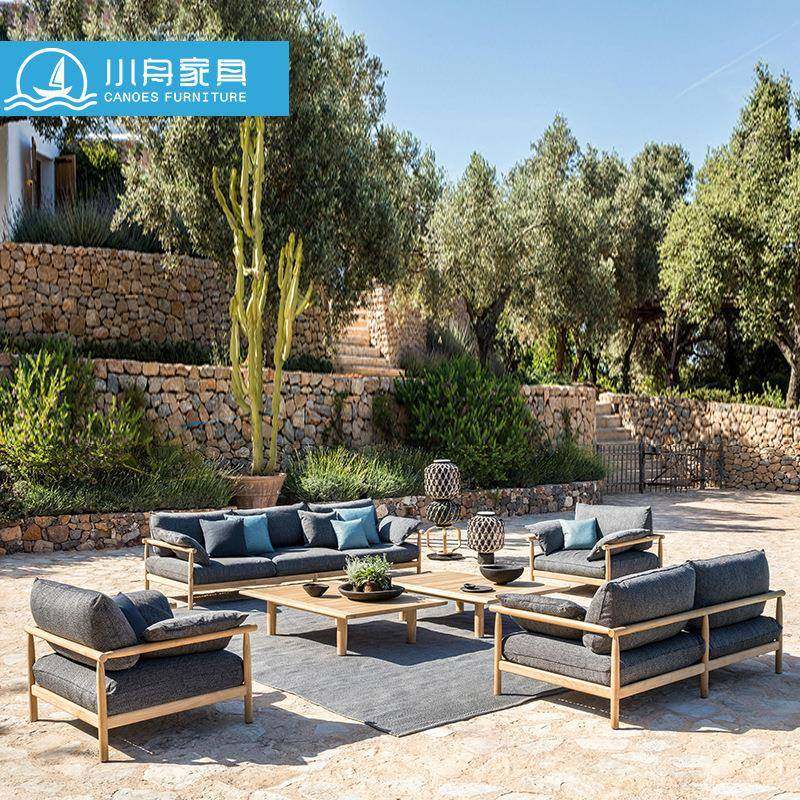 户外实木沙发庭院防水防晒新中式民宿椅子沙发餐桌实木家具