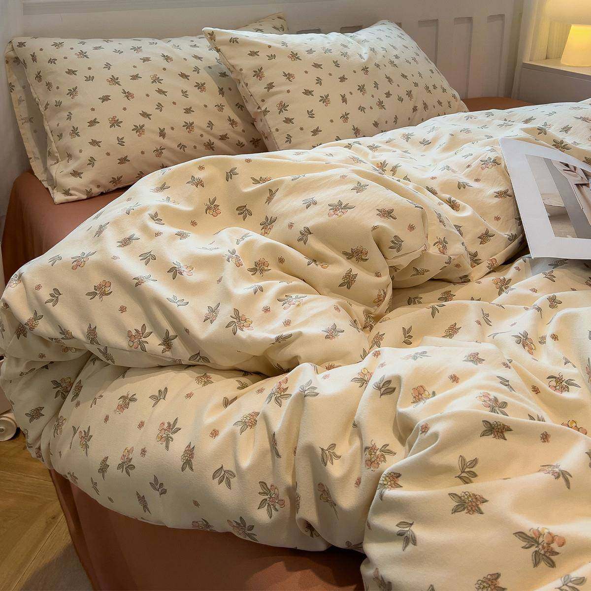 2025针织棉双层纱床上四件套1.5m小清新风被套床单亲肤柔软床品