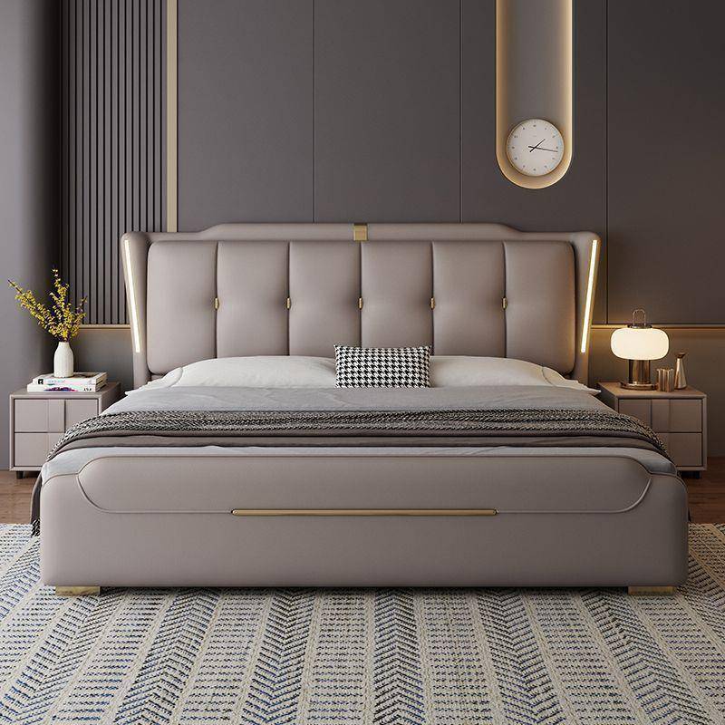 意式轻奢现代简约高端床双人1.8x2米主卧大床1.5家用储物婚床