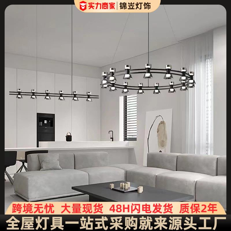 意式轻奢全铜玻璃酒杯客厅吊灯现代设计别墅餐厅岛台吧台一字吊灯