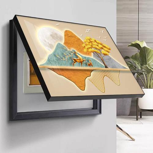 新中式装饰画电表箱加长墙面画葫芦铝合金挂画电表箱遮挡挂画