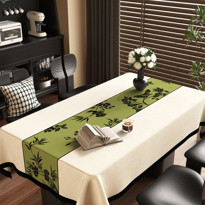 新中式桌布防水防油防烫免洗餐桌布家用J客厅高级感茶几桌面保护