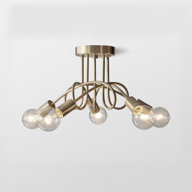 北欧风格吸顶灯全铜客厅灯分子灯餐厅卧室灯简约T现代家用创意灯
