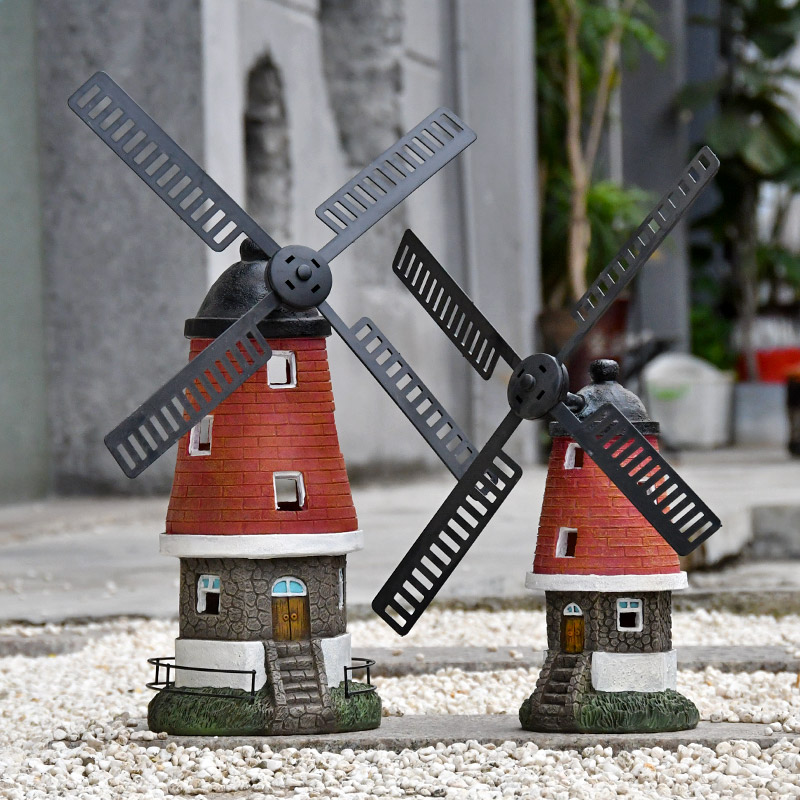 欧式复古太阳能创意风车摆件酒吧电视柜咖啡馆装饰品模Z型工艺道