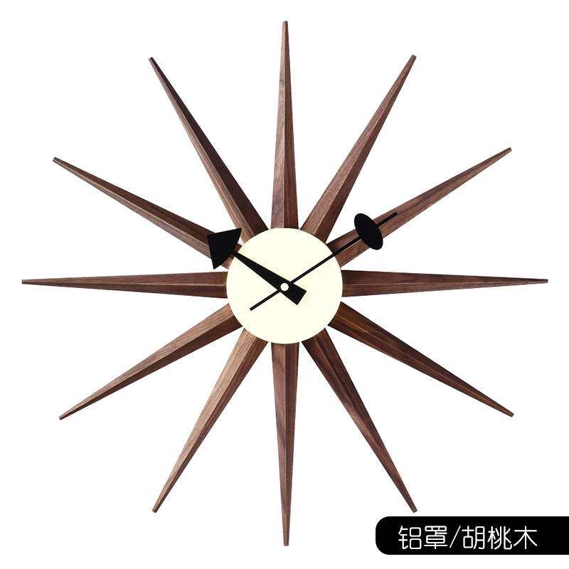 一件代发北欧尼尔森创意太阳光芒挂钟客厅壁钟亚马逊热卖爆款时钟图片