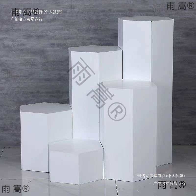 六边形木质烤漆展示台圆柱方形组合异形柜展示台服饰花店展示台