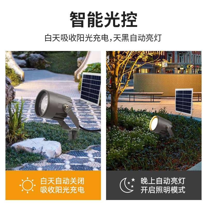 太阳能户外防水射灯IP67光源庭院花园太阳能超亮投射灯