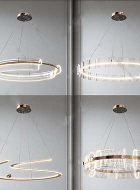 后现代意式客厅LED圆环吊灯 北欧极简简约大气餐厅卧室设计师灯具