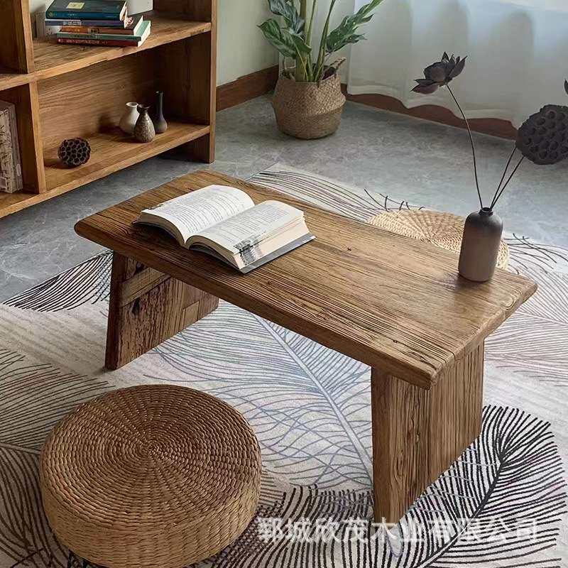 复古风化老榆木小茶几新中式全实木禅意茶桌简约家用榻榻米矮桌