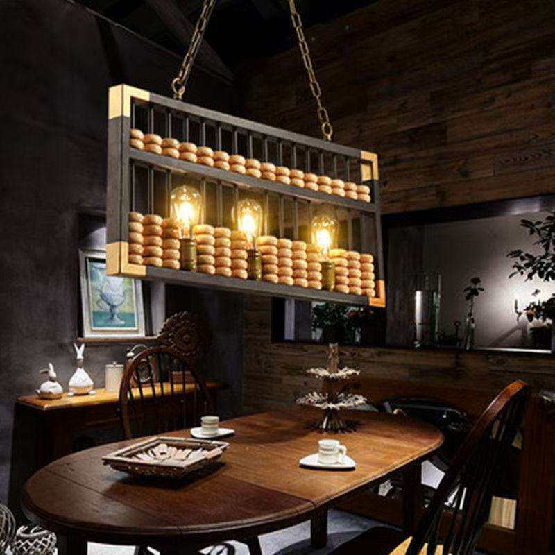 美式复古怀旧算盘吊灯餐厅咖啡店酒吧收银台吧台餐桌个性LED吊灯