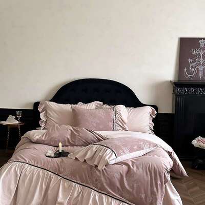 24新品100S磨毛提花鎏金绒四件套法式中古风复古秋冬保暖加厚床品