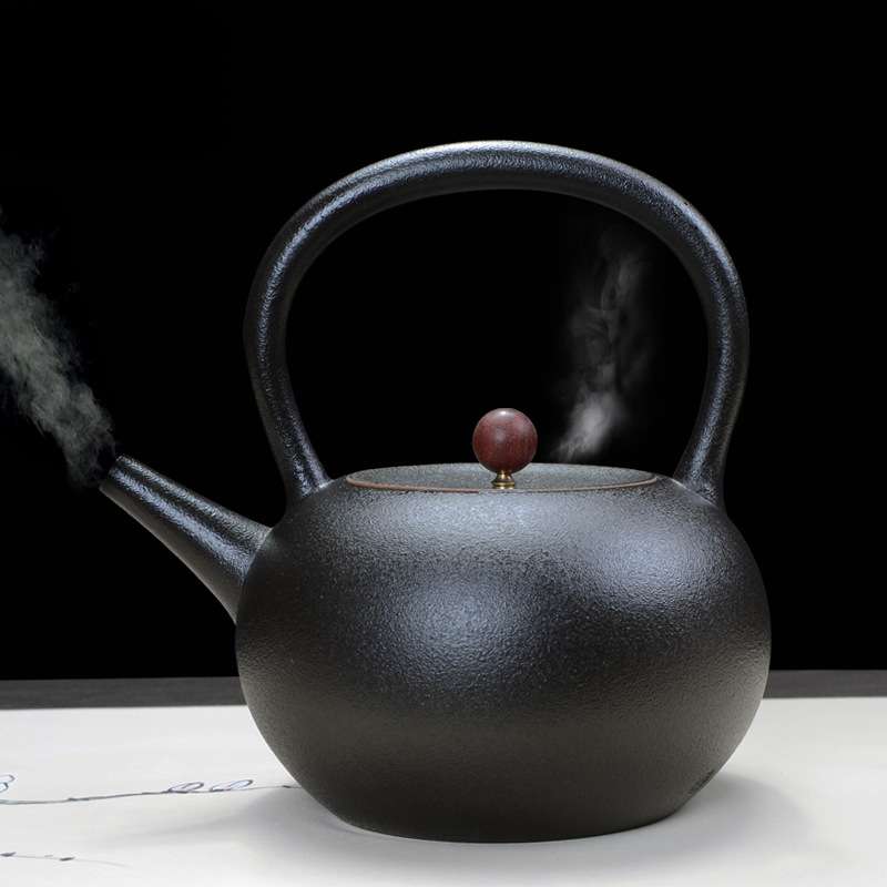 华墘黑陶电陶壶陶瓷泡茶煮茶器 电陶炉五行烧水壶手工煮黑茶壶