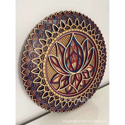Lotus Flower Mandala,Colored Mandala,Nice Wooden Wall Hangin