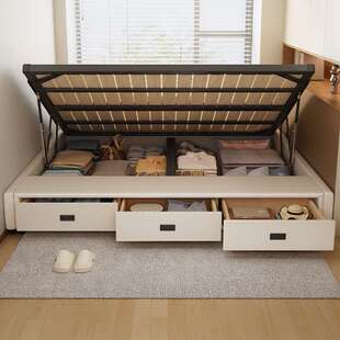 榻榻米床排骨架床架子无床头床带抽屉箱式储物空间高箱体床钢木床