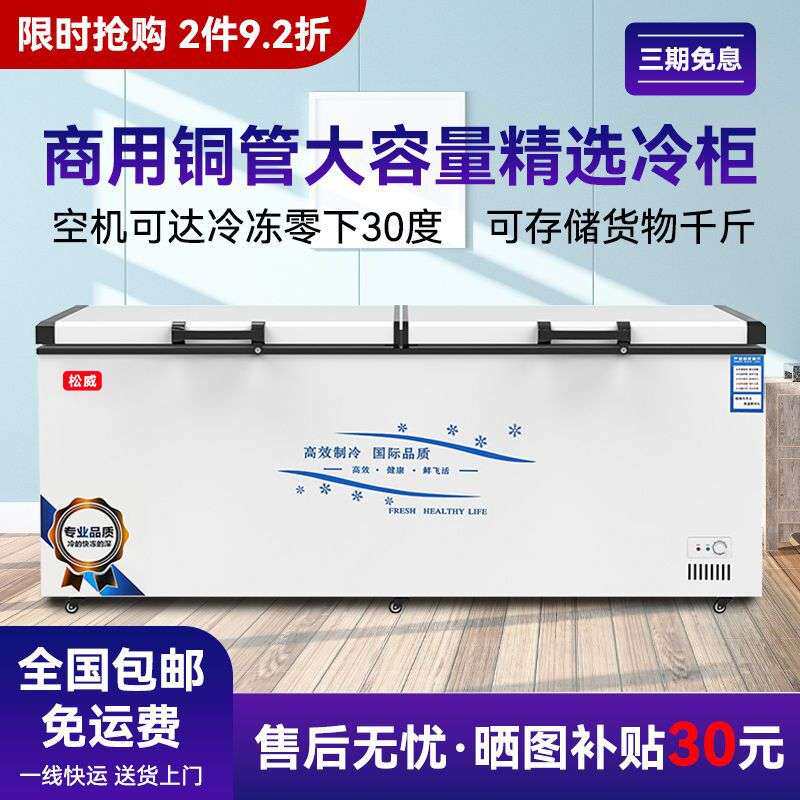 冰柜商用大容量冰箱家用冷藏保鲜冷冻两用铜管卧式冷柜单双温雪柜
