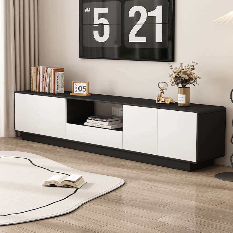 实木圆角电视柜简约小户型客厅新款奶油家用落地储物收纳矮柜法式