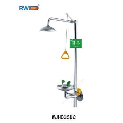 润旺达 WJH0358C接墙式冲淋洗眼器 304不锈钢复合式入墙洗眼器