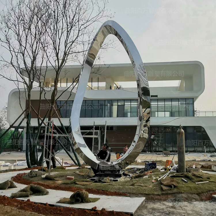 镜面不锈钢圆环雕塑制作 大型不锈钢景观雕塑来图制定