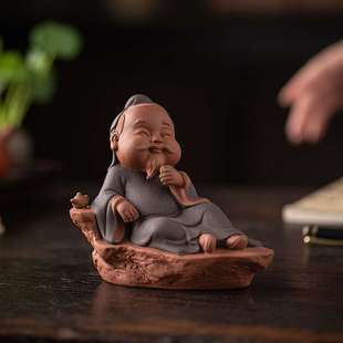 创意紫砂茶圣陆羽茶宠摆件中式禅意历史人物家居茶室茶桌面装饰品